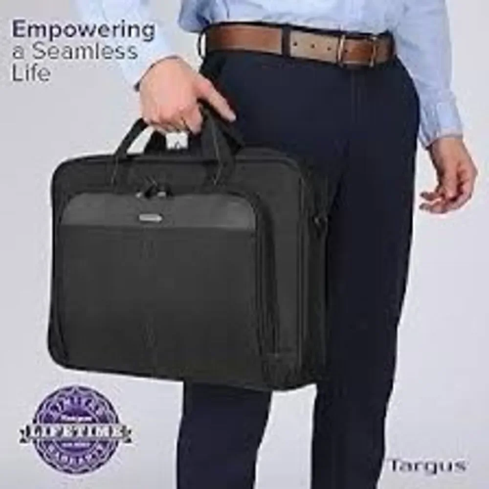 Targus Classic Slim Ergonomic Briefcase Laptop Black Messenger Bag 16 Adjustable